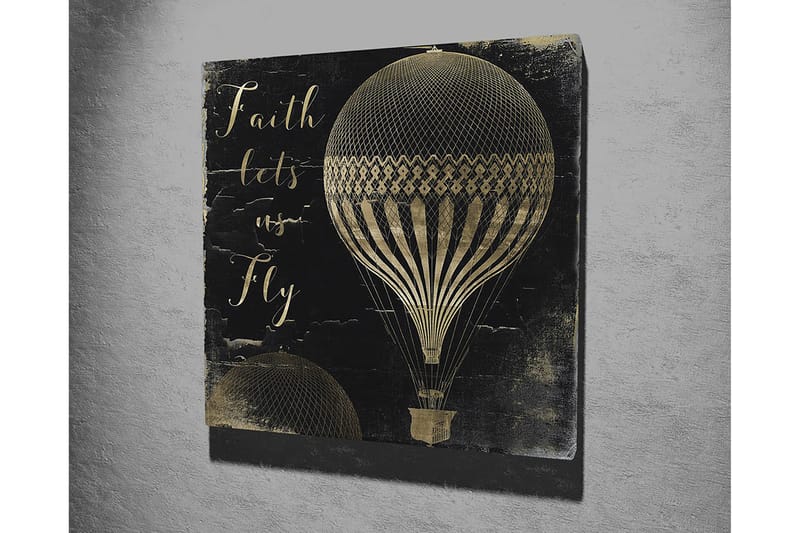Canvastavla 45x45 cm - Luftballonger i vintage-stil med inspirerande text - Svart / Guld - Inredning - Tavlor & konst - Canvastavlor