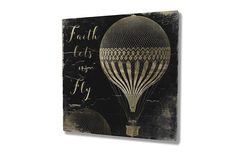 Canvastavla 45x45 cm - Luftballonger i vintage-stil med inspirerande text - Svart / Guld - Inredning - Tavlor & konst - Canvastavlor