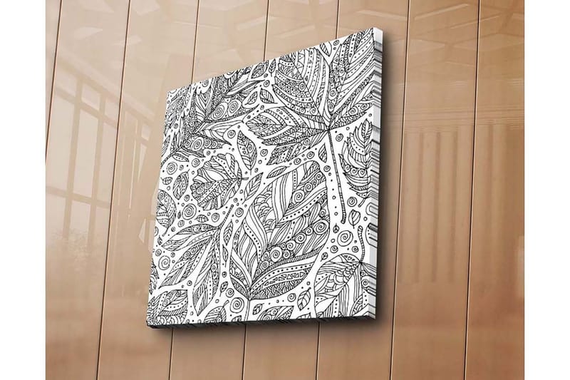 Canvastavla 45x45 cm - Mönster av detaljerade blad och spiraler - Svart / Vitt - Inredning - Tavlor & konst - Canvastavlor