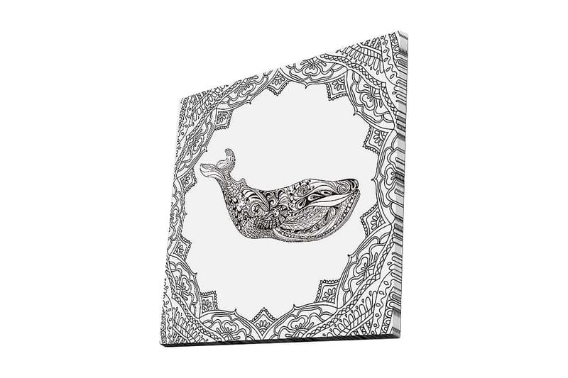 Canvastavla 45x45 cm - Ornamental val i detaljrik design, Svart / Vitt