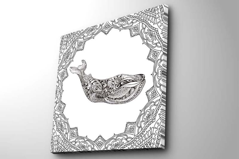 Canvastavla 45x45 cm - Ornamental val med detaljerad mönstring - Svart / Vitt - Inredning - Tavlor & konst - Canvastavlor