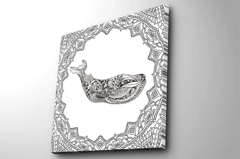 Canvastavla 45x45 cm - Ornamental val med detaljerad mönstring - Svart / Vitt - Inredning - Tavlor & konst - Canvastavlor