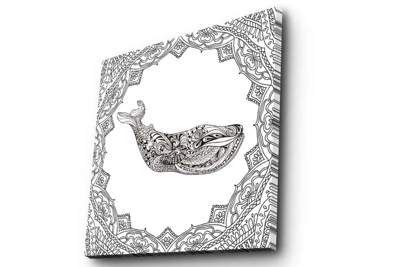 Canvastavla 45x45 cm - Ornamental val med detaljerad mönstring - Svart / Vitt - Inredning - Tavlor & konst - Canvastavlor