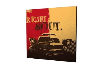 Canvastavla 45x45 cm - Retro bil med texten REBEL SOUL i en färgglad komposition - Röd / Gul / Svart - Inredning - Tavlor & konst - Canvastavlor