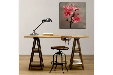 Canvastavla 45x45 cm - Rosa blommor med knoppar på en grå bakgrund - Rosa / Grå - Inredning - Tavlor & konst - Canvastavlor