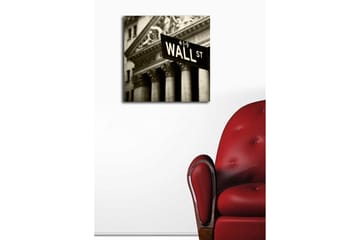 Canvastavla 45x45 cm - Skylt med texten WALL ST i fokus - Svart / Vitt / Grått - Inredning - Tavlor & konst - Canvastavlor