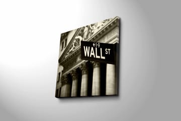 Canvastavla 45x45 cm - Skylt med texten WALL ST i fokus - Svart / Vitt / Grått - Inredning - Tavlor & konst - Canvastavlor