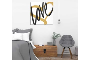 Canvastavla 45x45 cm - Stiliserad text med ordet love i svart och guld - Svart / Guld - Inredning - Tavlor & konst - Canvastavlor