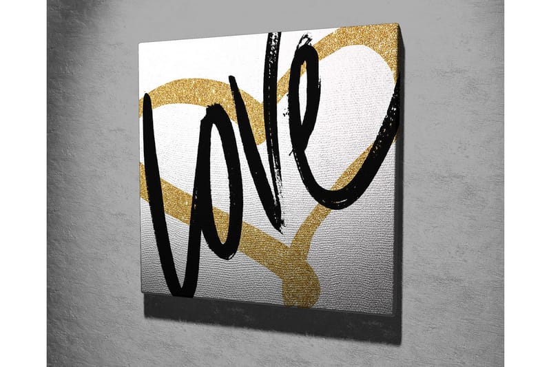 Canvastavla 45x45 cm - Stiliserad text med ordet love i svart och guld - Svart / Guld - Inredning - Tavlor & konst - Canvastavlor