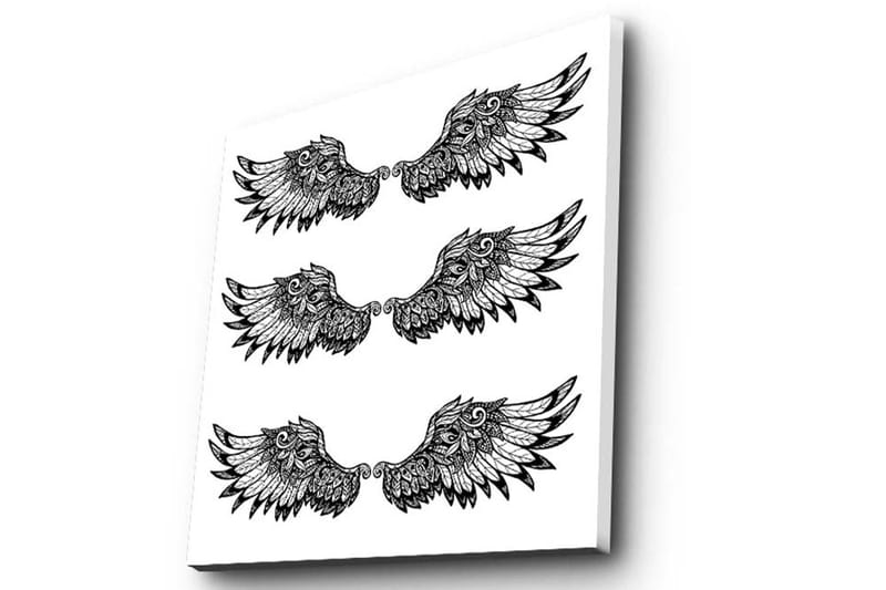 Canvastavla 45x45 cm - Stiliserade fågelvingar i symmetrisk arrangemang - Svart / Vitt - Inredning - Tavlor & konst - Canvastavlor