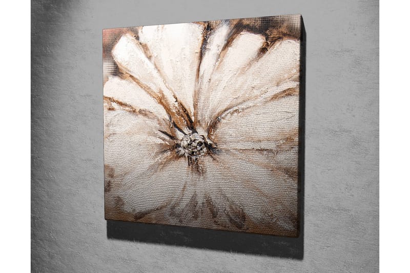 Canvastavla 45x45 cm - Storslagen blomma i mjuka, neutrala toner - Vit / Beige / Brun - Inredning - Tavlor & konst - Canvastavlor