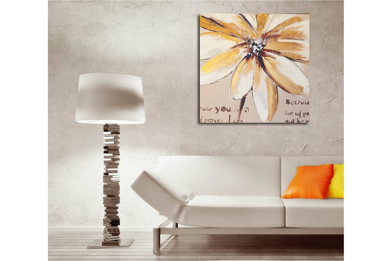 Canvastavla 45x45 cm - Storslagen blomma med gula och beigea toner - Gult / Beige / Brunt - Inredning - Tavlor & konst - Canvastavlor