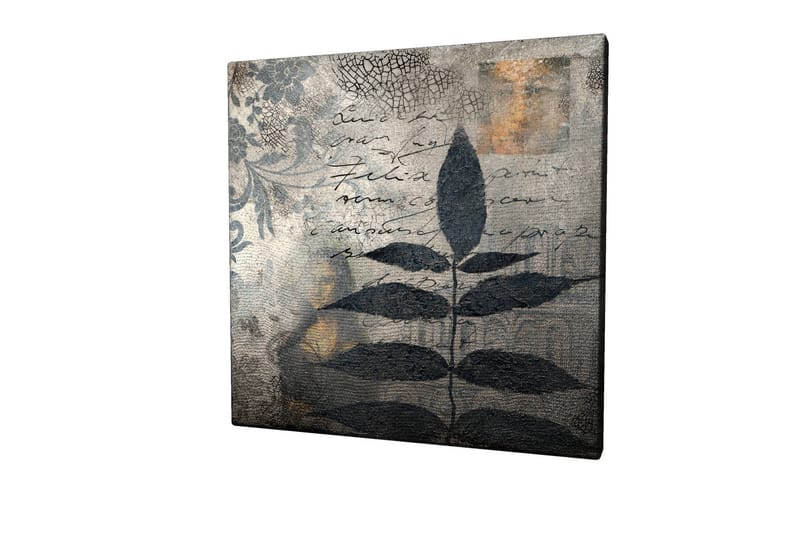 Canvastavla 45x45 cm - Svart bladverk mot en abstrakt bakgrund - Svart / Grå / Beige - Inredning - Tavlor & konst - Canvastavlor