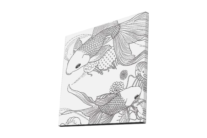 Canvastavla 45x45 cm - Svartvita koi-fiskar i en lekfull komposition - Svart / Vit - Inredning - Tavlor & konst - Canvastavlor