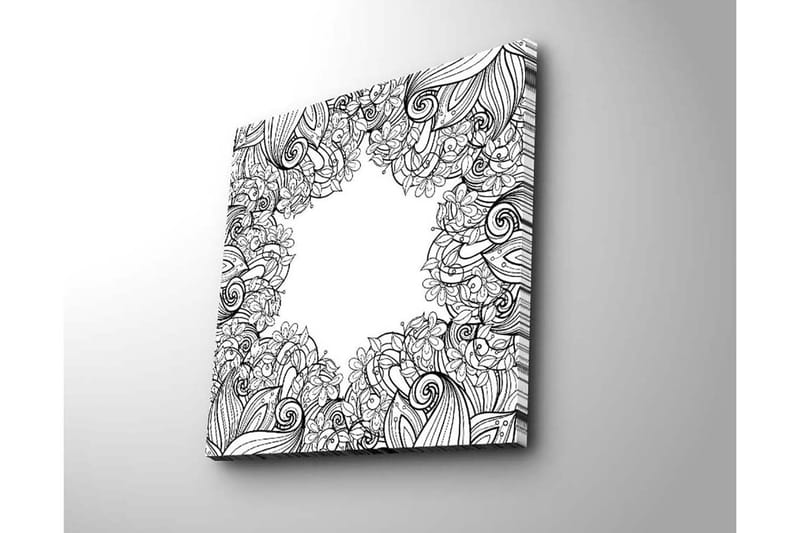 Canvastavla 45x45 cm - Svartvitt mönster av blommor och snirklar - Svart / Vitt - Inredning - Tavlor & konst - Canvastavlor