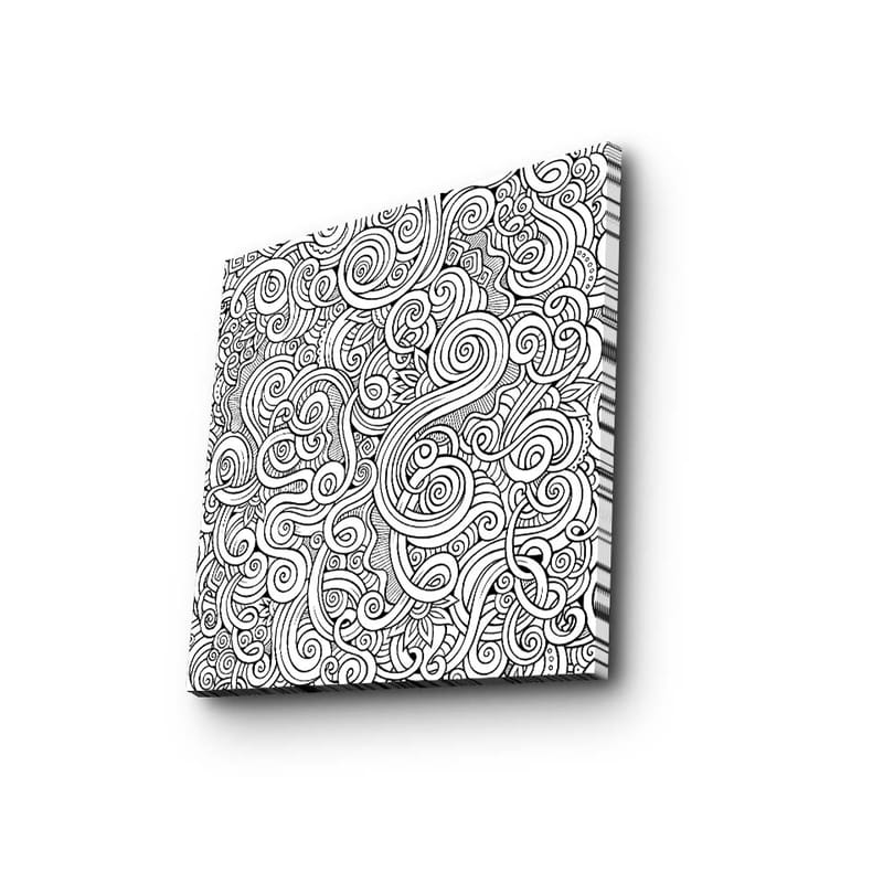 Canvastavla 45x45 cm - Svartvitt mönster med svängda linjer och spiraler - Svart / Vitt - Inredning - Tavlor & konst - Canvastavlor