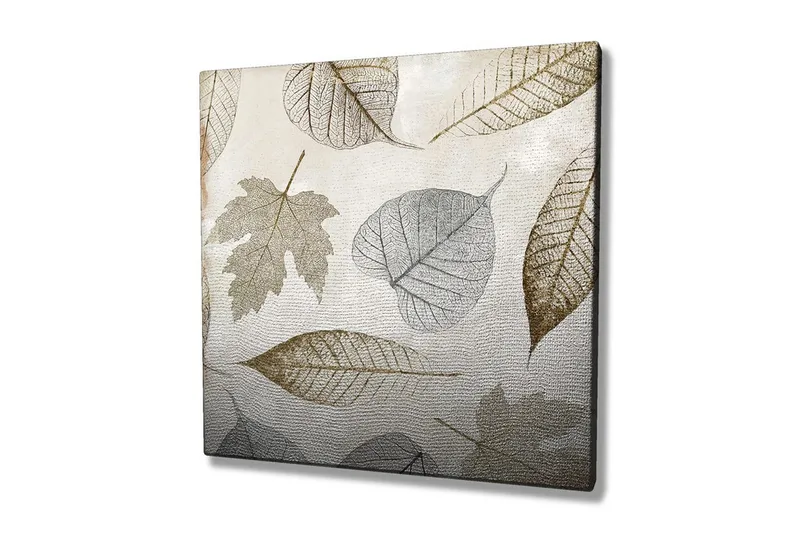 Canvastavla 45x45 cm - Torkade löv i subtila nyanser, Grå / Brun / Beige