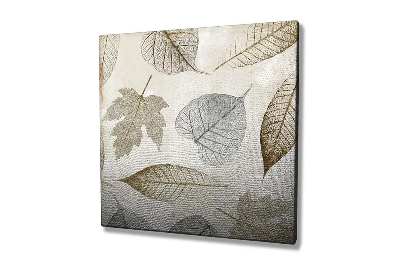 Canvastavla 45x45 cm - Torkade löv i subtila nyanser - Grå / Brun / Beige - Inredning - Tavlor & konst - Canvastavlor