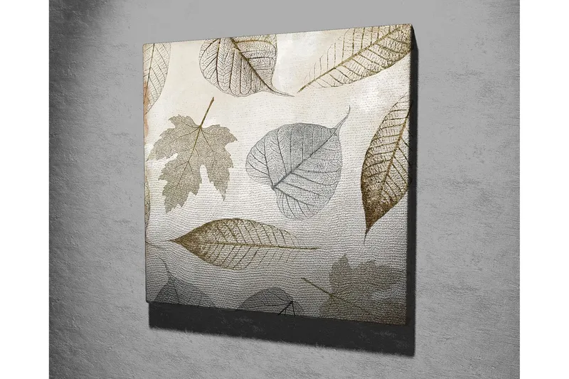 Canvastavla 45x45 cm - Torkade löv i subtila nyanser - Grå / Brun / Beige - Inredning - Tavlor & konst - Canvastavlor