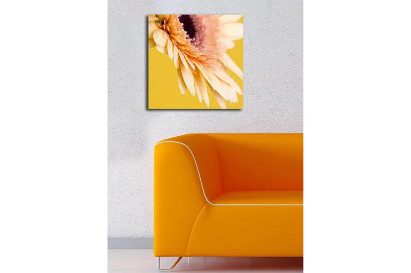 Canvastavla 45x45 cm - Vacker blomma med ljusa kronblad och droppar av vatten - Ljusrosa / Gul / Lila - Inredning - Tavlor & konst - Canvastavlor