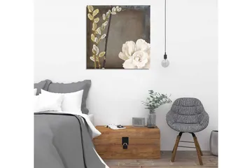 Canvastavla 45x45 cm - Vacker komposition av blommor och kvistar - Vit / Grå / Beige - Inredning - Tavlor & konst - Canvastavlor