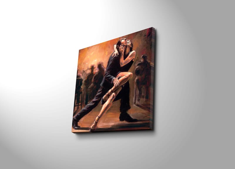 Canvastavla 45x45 cm - Passionerad tango mellan två dansare - Mörkröd / Svart / Beige - Inredning - Tavlor & konst - Canvastavlor