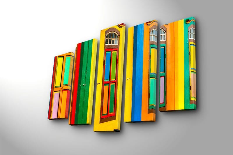 Canvastavla 5-pack Flerfärgad - 19x60 cm - Inredning - Tavlor & konst - Canvastavlor