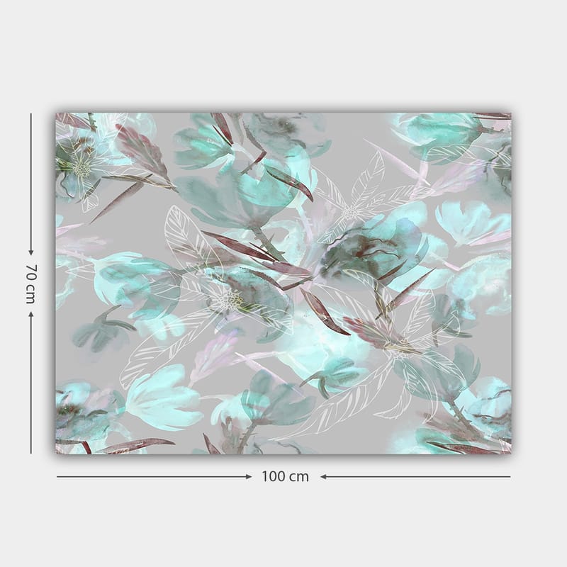 Canvastavla 70x100 cm - Abstrakt blommotiv i mjuka pastellfärger - Aqua / Grå / Brun - Inredning - Tavlor & konst - Canvastavlor