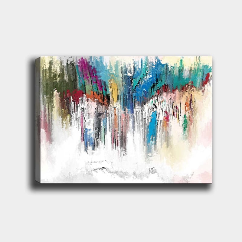 Canvastavla 70x100 cm - Abstrakt färgexplosion med inslag av blått och rött - Blå / Röd / Grön - Inredning - Tavlor & konst - Canvastavlor