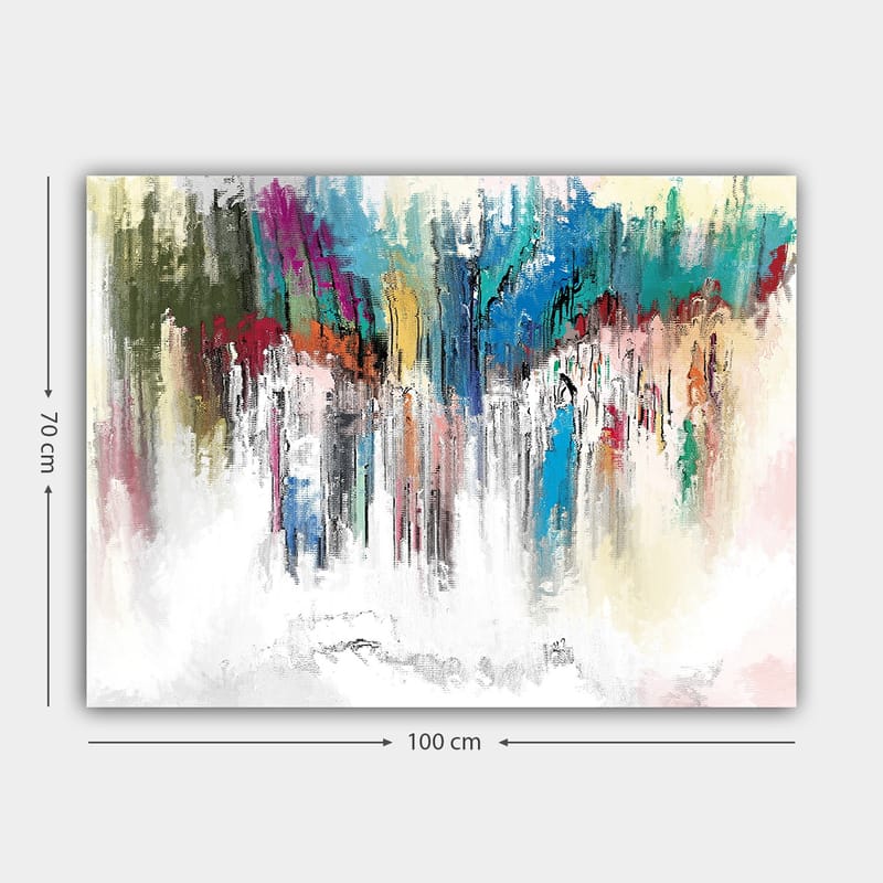 Canvastavla 70x100 cm - Abstrakt färgexplosion med inslag av blått och rött - Blå / Röd / Grön - Inredning - Tavlor & konst - Canvastavlor