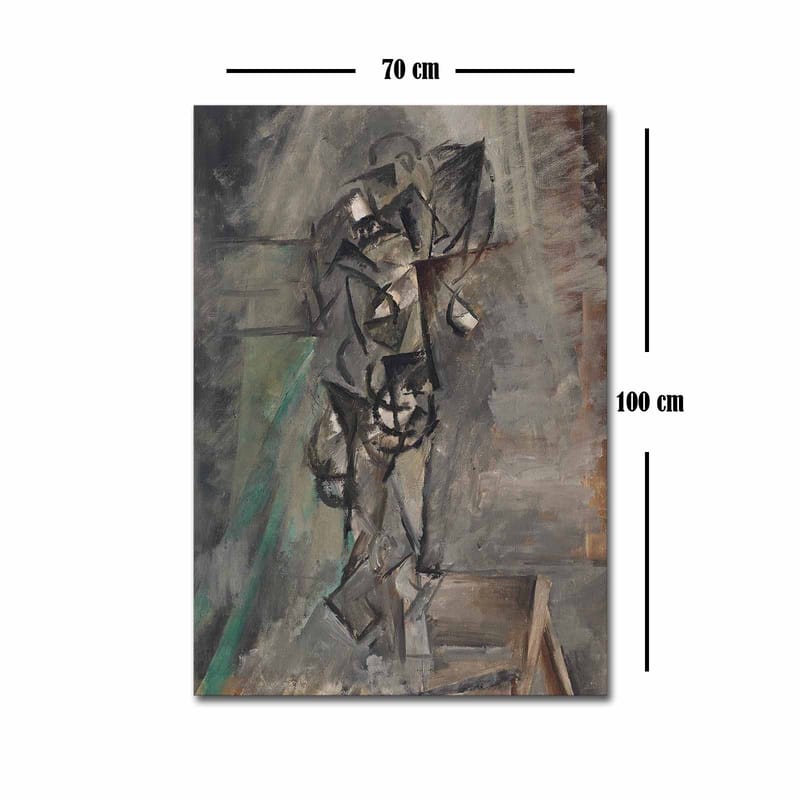 Canvastavla 70x100 cm - Abstrakt figurativ komposition med en mänsklig gestalt i fokus - Grå / Svart / Brun - Inredning - Tavlor & konst - Canvastavlor