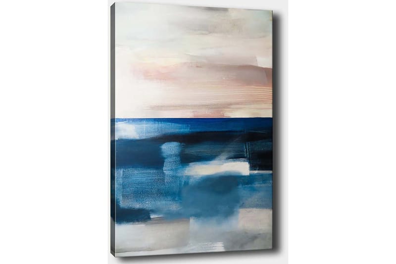Canvastavla 70x100 cm - Abstrakt havslandskap med mjuka färgövergångar - Mörkblå / Ljusblå / Grå - Inredning - Tavlor & konst - Canvastavlor