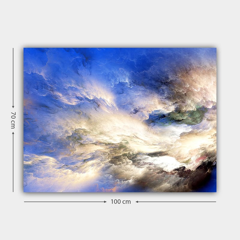 Canvastavla 70x100 cm - Abstrakt himmel med dramatiska molnformationer i olika nyanser - Blå / Vit / Grön - Inredning - Tavlor & konst - Canvastavlor