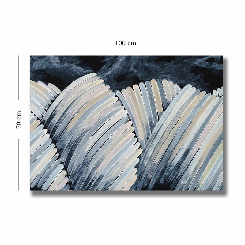 Canvastavla 70x100 cm - Abstrakt komposition av böljande former i svart och vitt - Svart / Vit / Grå - Inredning - Tavlor & konst - Canvastavlor