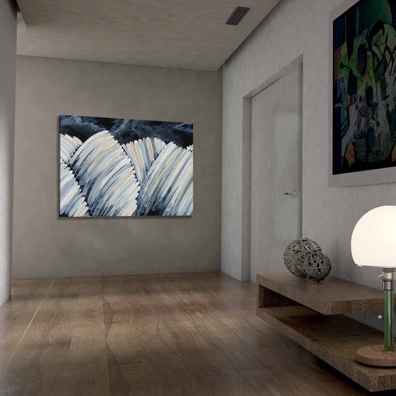 Canvastavla 70x100 cm - Abstrakt komposition av böljande former i svart och vitt - Svart / Vit / Grå - Inredning - Tavlor & konst - Canvastavlor