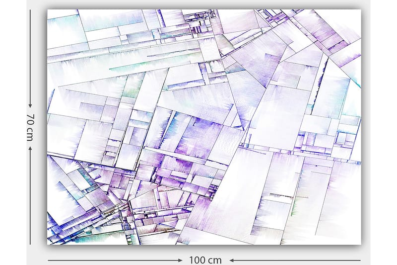 Canvastavla 70x100 cm - Abstrakt komposition av geometriska former i mjuka nyanser - Lila / Vit / Ljusblå - Inredning - Tavlor & konst - Canvastavlor