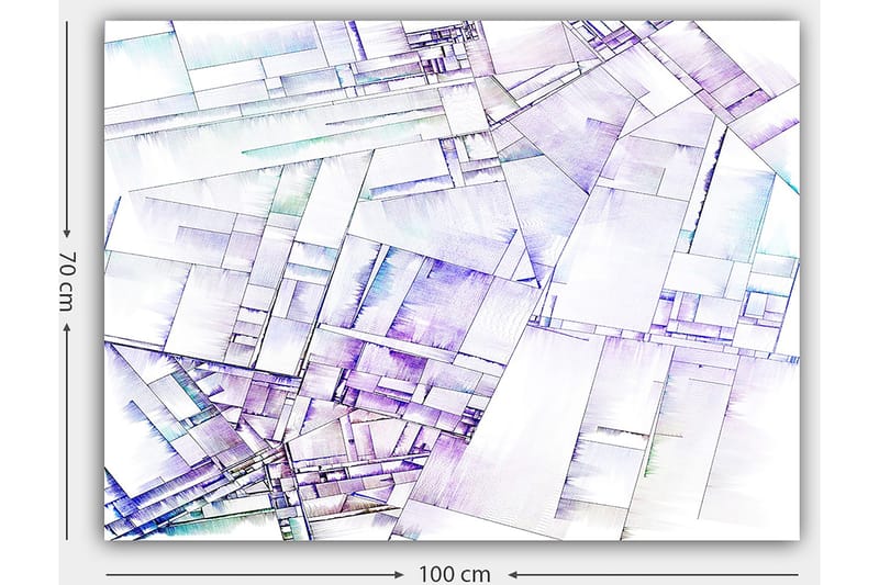 Canvastavla 70x100 cm - Abstrakt komposition av geometriska former i mjuka nyanser - Lila / Vit / Ljusblå - Inredning - Tavlor & konst - Canvastavlor