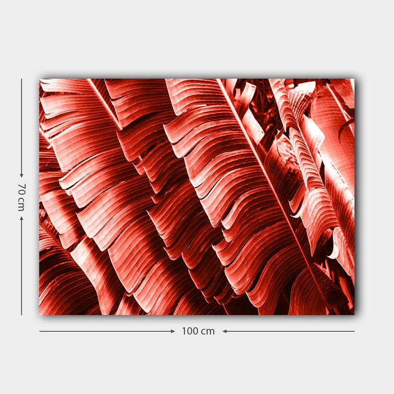 Canvastavla 70x100 cm - Abstrakt komposition av växtblad i djupa röda nyanser - Röd / Mörkröd - Inredning - Tavlor & konst - Canvastavlor