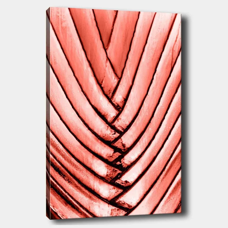 Canvastavla 70x100 cm - Abstrakt komposition med böljande linjer i rosa nyanser, Rosa / Svart