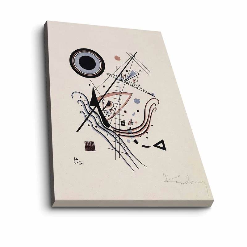 Canvastavla 70x100 cm - Abstrakt komposition med cirklar och linjer i harmonisk balans - Svart / Röd / Blå - Inredning - Tavlor & konst - Canvastavlor