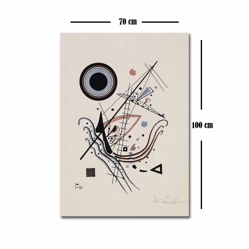Canvastavla 70x100 cm - Abstrakt komposition med cirklar och linjer i harmonisk balans - Svart / Röd / Blå - Inredning - Tavlor & konst - Canvastavlor
