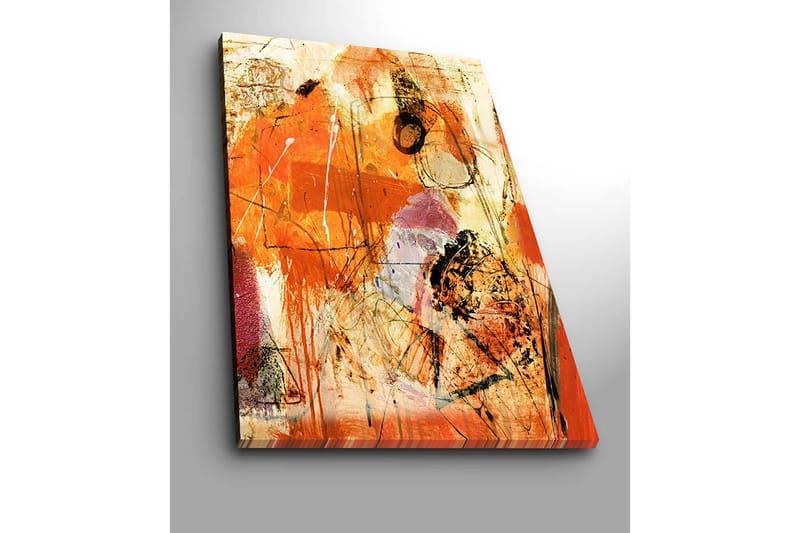 Canvastavla 70x100 cm - Abstrakt komposition med dominanta orangea och röda toner som skapar en energisk känsla - Orange / Röd / Ljusbeige - Inredning - Tavlor & konst - Canvastavlor