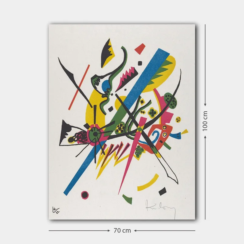 Canvastavla 70x100 cm - Abstrakt komposition med dynamiska linjer och former som skapar en känsla av rörelse - Grön / Blå / Gul - Inredning - Tavlor & konst - Canvastavlor