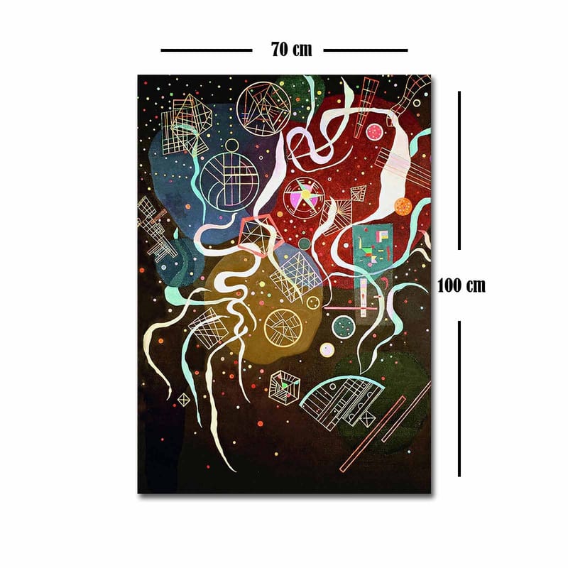 Canvastavla 70x100 cm - Abstrakt komposition med färgglada former och linjer som skapar en dynamisk rörelse - Röd / Grön / Blå - Inredning - Tavlor & konst - Canvastavlor