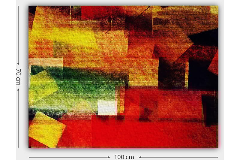 Canvastavla 70x100 cm - Abstrakt komposition med färgglada geometriska former i röd, gul och grön nyans - Röd / Gul / Grön - Inredning - Tavlor & konst - Canvastavlor