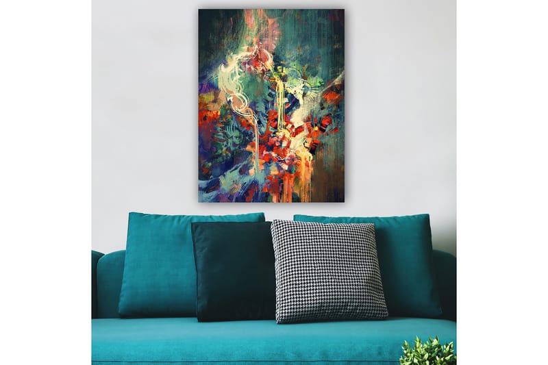 Canvastavla 70x100 cm - Abstrakt komposition med färgstarka former och dynamiska linjer - Röd / Grön / Blå - Inredning - Tavlor & konst - Canvastavlor