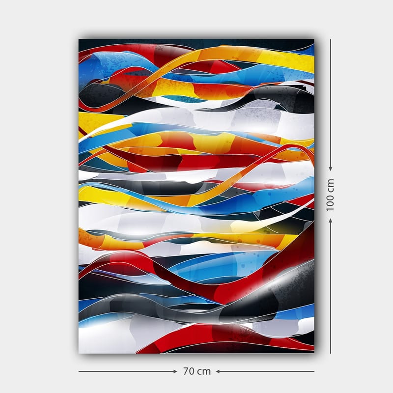 Canvastavla 70x100 cm - Abstrakt komposition med flödande linjer i starka färger - Röd / Blå / Svart - Inredning - Tavlor & konst - Canvastavlor