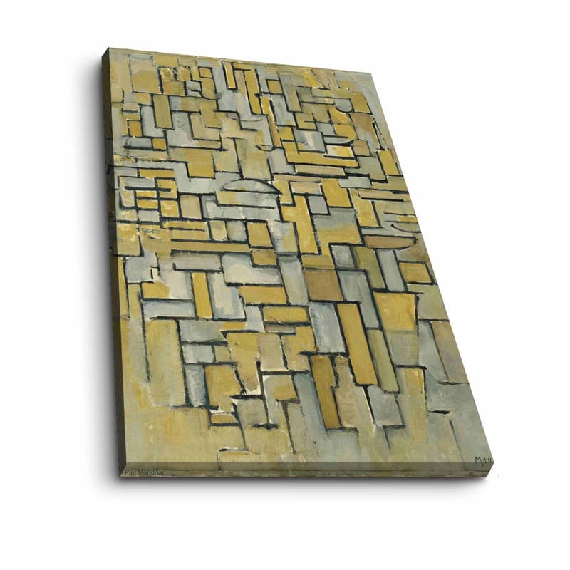 Canvastavla 70x100 cm - Abstrakt komposition med geometriska former i gult och grått - Gul / Grå - Inredning - Tavlor & konst - Canvastavlor