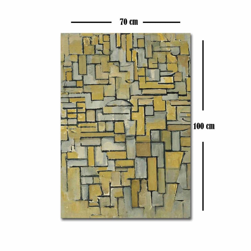 Canvastavla 70x100 cm - Abstrakt komposition med geometriska former i gult och grått - Gul / Grå - Inredning - Tavlor & konst - Canvastavlor