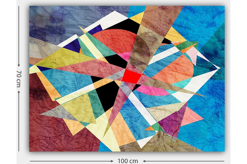 Canvastavla 70x100 cm - Abstrakt komposition med geometriska former i livliga färger - Blå / Röd / Svart - Inredning - Tavlor & konst - Canvastavlor